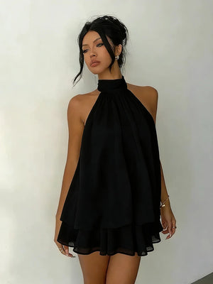 Lace Trim Halter Mini Dress — Shark & Needle