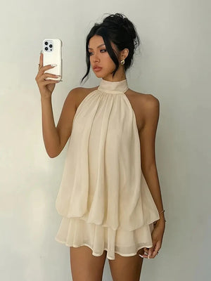 Lace Trim Halter Mini Dress — Shark & Needle
