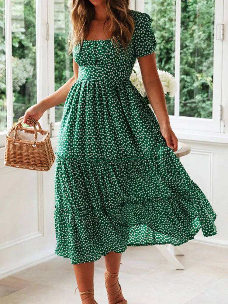 Puff Sleeve Floral Maxi Dress — Shark & Needle