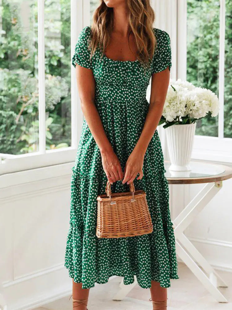 Puff Sleeve Floral Maxi Dress — Shark & Needle