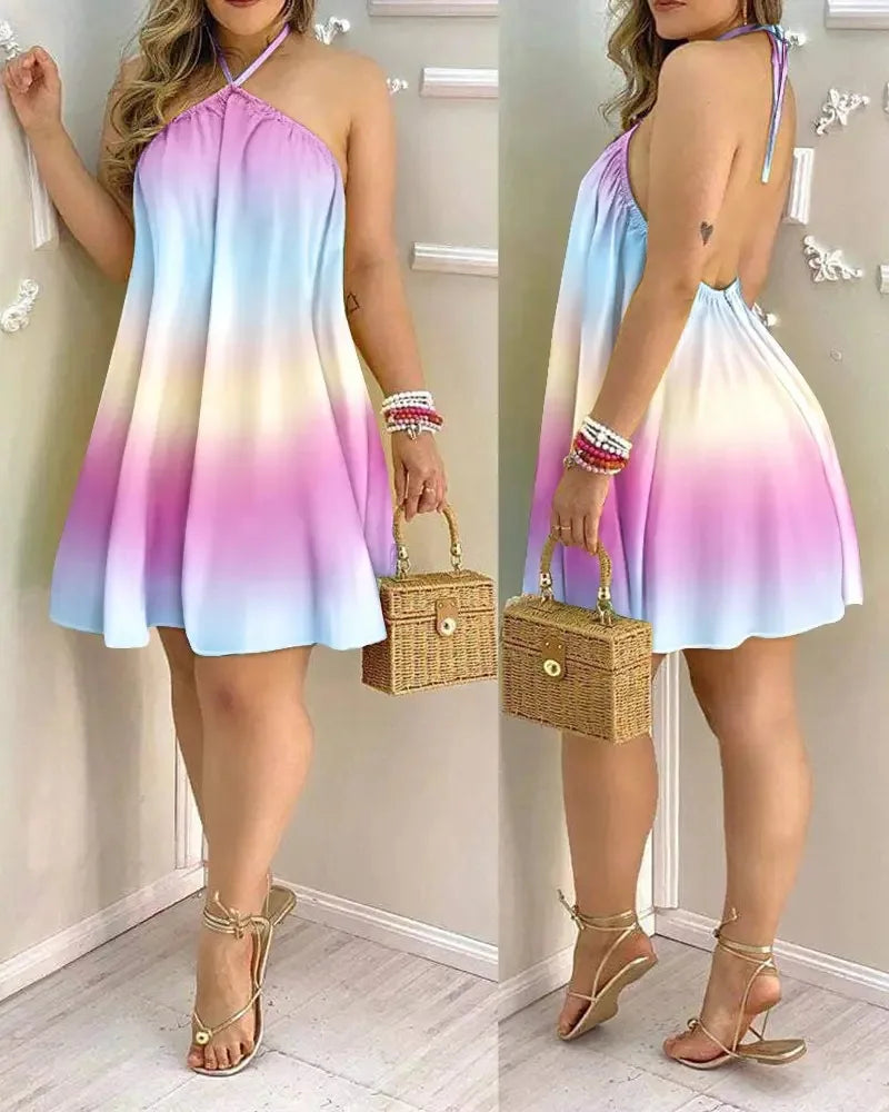 Open Back Halter Mini Sundress — Shark & Needle