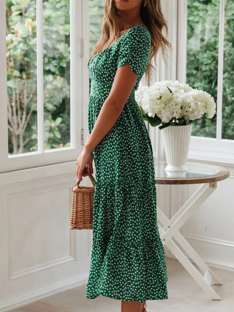 Puff Sleeve Floral Maxi Dress — Shark & Needle
