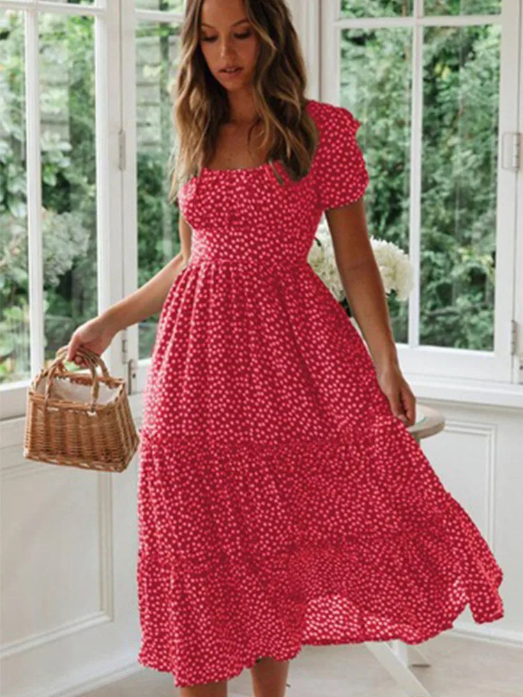 Puff Sleeve Floral Maxi Dress — Shark & Needle