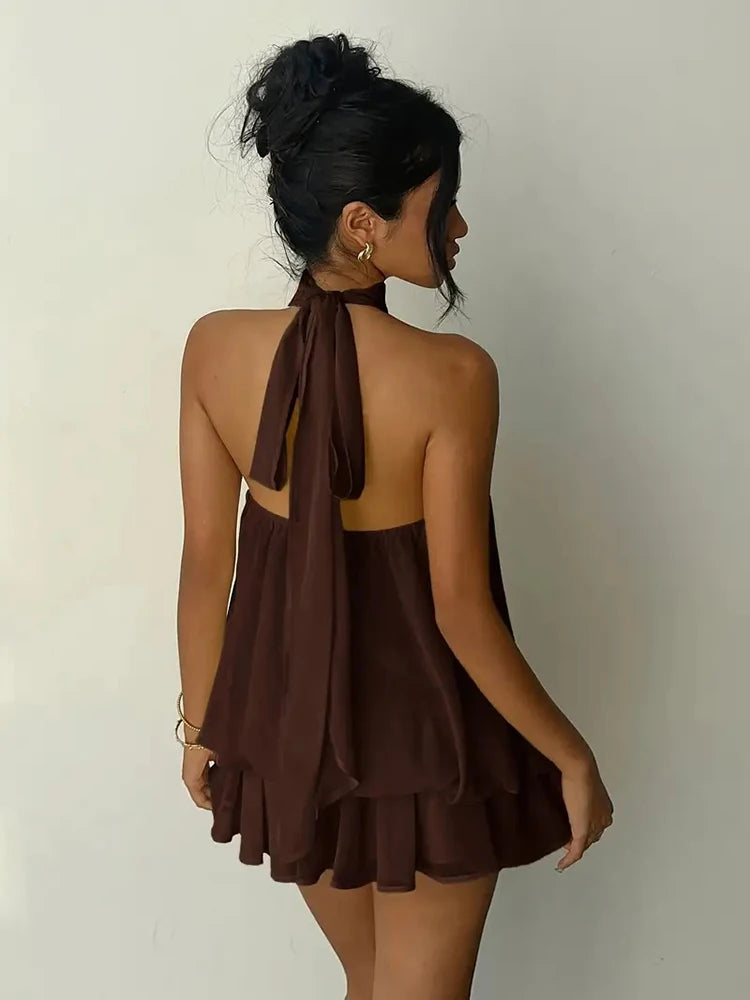 Lace Trim Halter Mini Dress — Shark & Needle