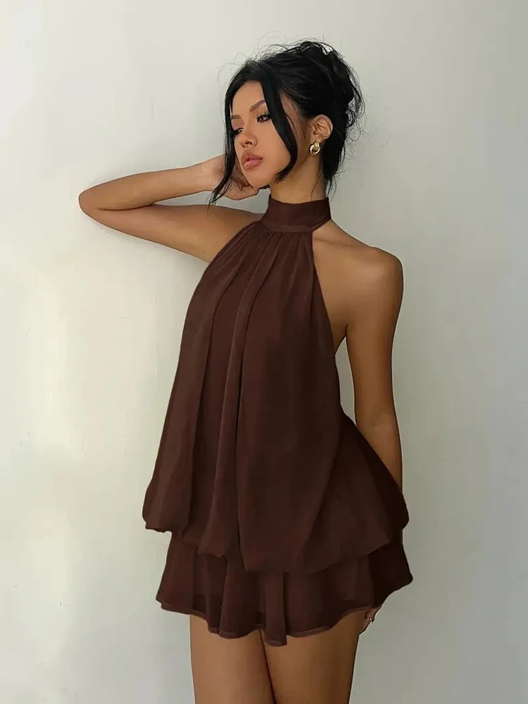 Lace Trim Halter Mini Dress — Shark & Needle