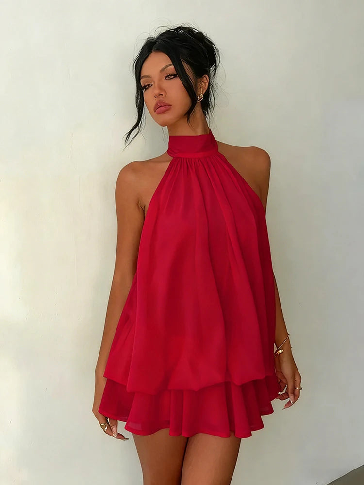 Lace Trim Halter Mini Dress — Shark & Needle