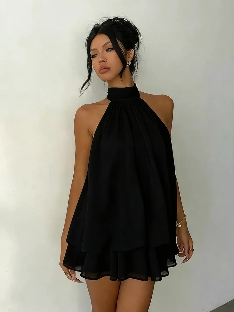 Lace Trim Halter Mini Dress — Shark & Needle